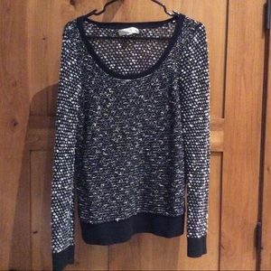 LOFT Black and Cream Sweater